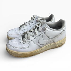 Nike Air Force 1 Low GS White Leather Sneakers Youth 6.5